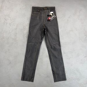 NWT Vintage Deadstock Demon Wears Black Pebbled Leather Pants 26 x 30 NEW